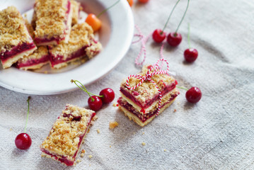 cherry cake on the plate