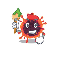 Talented corona virus zone Artist cartoon character with brush