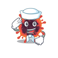 Cute corona virus zone Sailor cartoon character wearing white hat