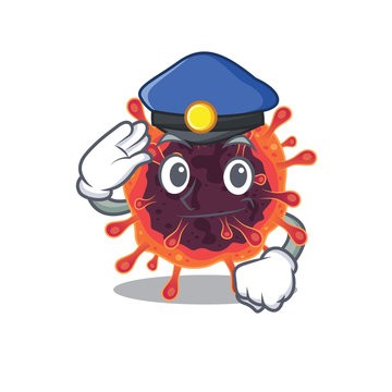 A picture of corona virus zone performed as a Police officer