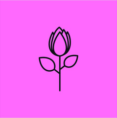 rose vector logo design template, minimal line petal beauty icon, vector concept