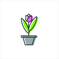 tulip flower logo design vector illustration