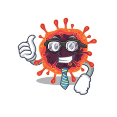 Corona virus zone Businessman cartoon character with glasses and tie