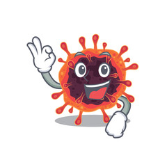 Corona virus zone cartoon character design style making an Okay gesture