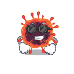 Naklejka premium Super cool corona virus zone mascot character wearing black glasses