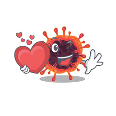 A romantic cartoon design of corona virus zone holding heart