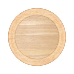 Circular wooden frame or wood bord isolated on white with clipping path