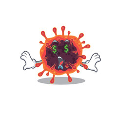 Rich corona virus zone with Money eye mascot character style