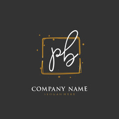 Handwritten initial letter P B PB for identity and logo. Vector logo template with handwriting and signature style.