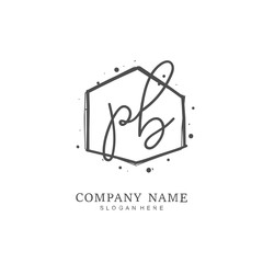 Handwritten initial letter P B PB for identity and logo. Vector logo template with handwriting and signature style.