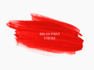 Art bright red abstract brush paint texture stroke background vector. Perfect acrylic design element for logo and sale banner.	