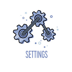 Settings icon for web and mobile apps. Vector illustration.
