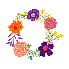 Vector frame Flowers Colors Blank poster Template Isolated