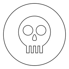 Obraz premium Human skull Cranium icon in circle round outline black color vector illustration flat style image