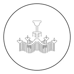 Chandelier icon in circle round outline black color vector illustration flat style image