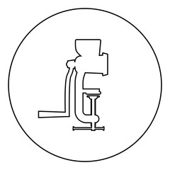 Manual mincer Meat grinder Vintage kitchen equipment Mill Shredder icon in circle round outline black color vector illustration flat style image