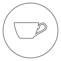 Tea cup icon in circle round outline black color vector illustration flat style image