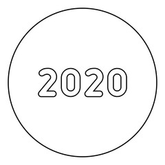 2020 text symbols New Year letters icon in circle round outline black color vector illustration flat style image