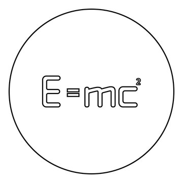E=mc squared Energy formula physical law sign e equal mc 2 Education concept Theory of relativity icon in circle round outline black color vector illustration flat style image