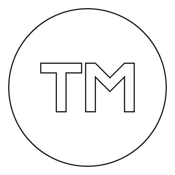 recommend clip art: TM letter trademark icon in circle round outline black color vector illustration flat style image