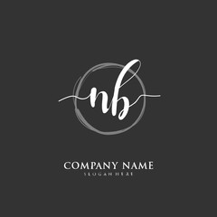 Handwritten initial letter N B NB for identity and logo. Vector logo template with handwriting and signature style.