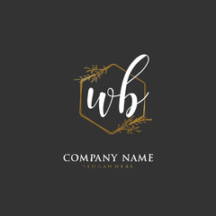 Handwritten initial letter W B WB for identity and logo. Vector logo template with handwriting and signature style.