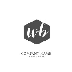 Handwritten initial letter W B WB for identity and logo. Vector logo template with handwriting and signature style.