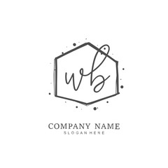 Handwritten initial letter W B WB for identity and logo. Vector logo template with handwriting and signature style.