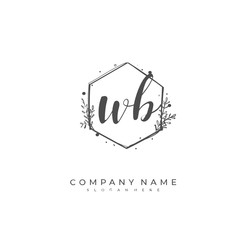 Handwritten initial letter W B WB for identity and logo. Vector logo template with handwriting and signature style.