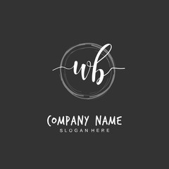 Handwritten initial letter W B WB for identity and logo. Vector logo template with handwriting and signature style.