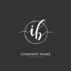 Handwritten initial letter I B IB for identity and logo. Vector logo template with handwriting and signature style.
