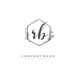 Handwritten initial letter R B RB for identity and logo. Vector logo template with handwriting and signature style.