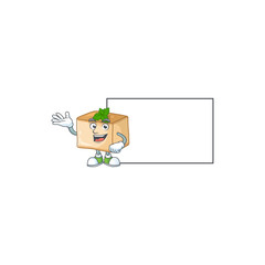 Obraz premium Basbousa with board cartoon mascot design style