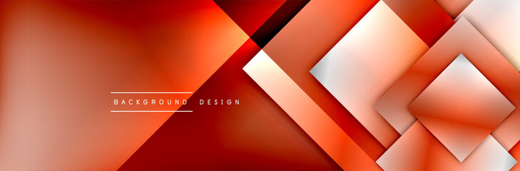 Square shapes composition geometric abstract background. 3D shadow effects and fluid gradients. Modern overlapping forms