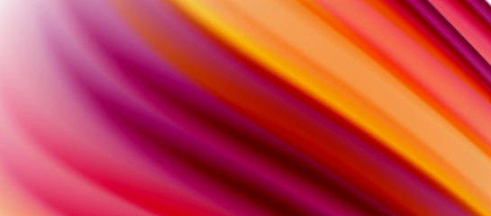 Wave lines abstract background, smooth silk design with rainbow style colors. Liquid fluid color waves. Vector Illustration