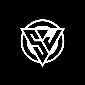 SJ logo with negative space triangle shape and circle rounded
