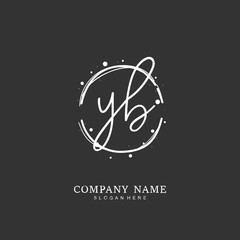 Handwritten initial letter Y B YB  for identity and logo. Vector logo template with handwriting and signature style.