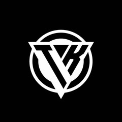 TK logo with negative space triangle shape and circle rounded