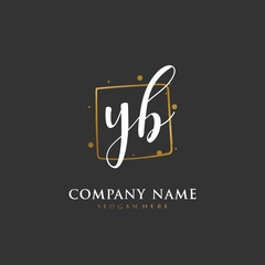 Handwritten initial letter Y B YB  for identity and logo. Vector logo template with handwriting and signature style.