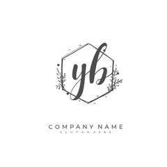 Handwritten initial letter Y B YB  for identity and logo. Vector logo template with handwriting and signature style.