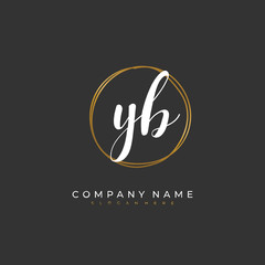 Handwritten initial letter Y B YB  for identity and logo. Vector logo template with handwriting and signature style.