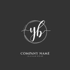 Handwritten initial letter Y B YB  for identity and logo. Vector logo template with handwriting and signature style.
