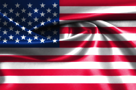 United States of america red white and blue country flag. Beautifully waving star and striped flag USA as a patriotic background.