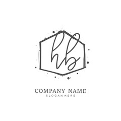 Handwritten initial letter H B HB for identity and logo. Vector logo template with handwriting and signature style.