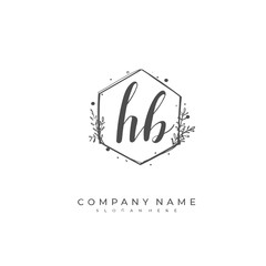 Handwritten initial letter H B HB for identity and logo. Vector logo template with handwriting and signature style.