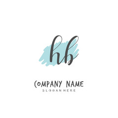Handwritten initial letter H B HB for identity and logo. Vector logo template with handwriting and signature style.