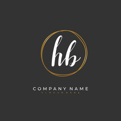 Handwritten initial letter H B HB for identity and logo. Vector logo template with handwriting and signature style.