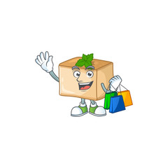 Smiley rich basbousa mascot design with Shopping bag