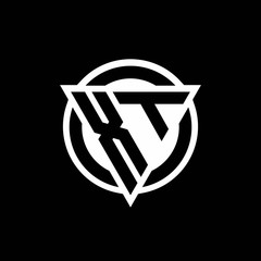 XT logo with negative space triangle shape and circle rounded