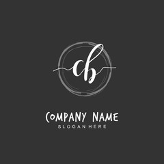Handwritten initial letter C B CB for identity and logo. Vector logo template with handwriting and signature style.